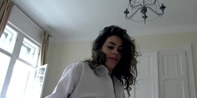 Cute real amateur Latina teen Hannah Lopez fucks and sucks and gets a cumshot on her gigantic tits