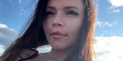 POV Showing boobs in public BEACH TIME