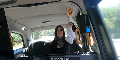 Fake Taxi Sabien Demonia in Fishnets gets fuck by a big cock with her big natural tits out