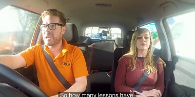 Fake Driving School 34F Boobs Bouncing in driving lesson