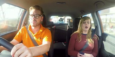 Fake Driving School 34F Boobs Bouncing in driving lesson