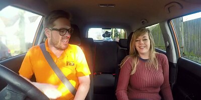 Fake Driving School 34F Boobs Bouncing in driving lesson