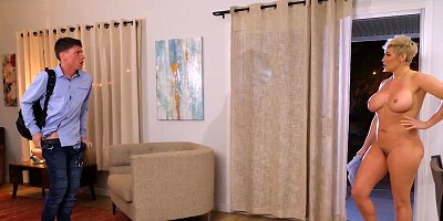 Naughty America - Hot Milf Ryan Keely catches her son's friend peeping on her, so she gives him what