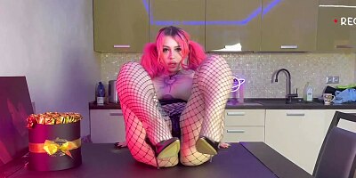 This pink haired beauty with big boobs seduced me