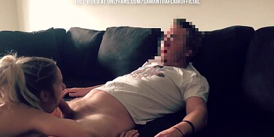 Stepdad needed to work but I made him cum 4 times instead!