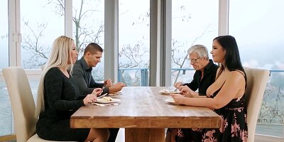 VIP4K. Older husband asked his friend to came and fuck his hot busty wife