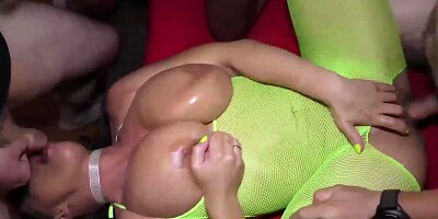 oiled busty milf rough group fucked