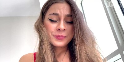 sex with lady in red with big tits in POV