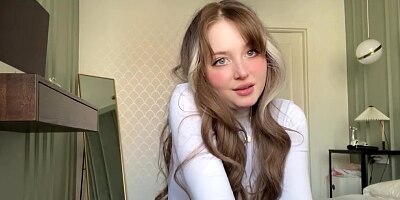 Soft cute girl soaks the pillow with her virgin pussy before school